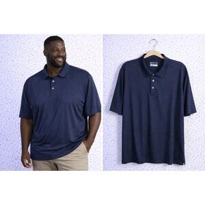 New PGA Tour Mens Golf Polo Shirt Size 4XL Airflux Solid Mesh Short Sleeve Navy